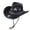 Black, variant on Unisex Woven Western Cowboy Hat Breathable Sun Cap with Star Pattern Chin Cord Women Men for Outdoor Coffee M