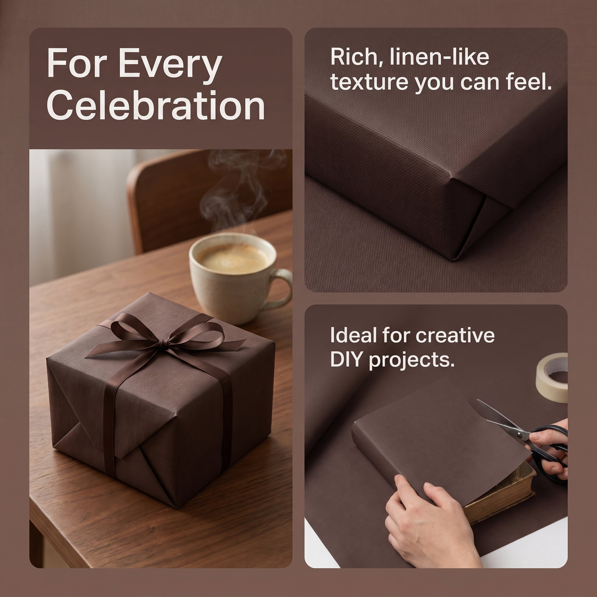 Unique Bargains Heavyweight Wrapping Paper for Gifts and Presentations Brown 27.6" x 19.7"