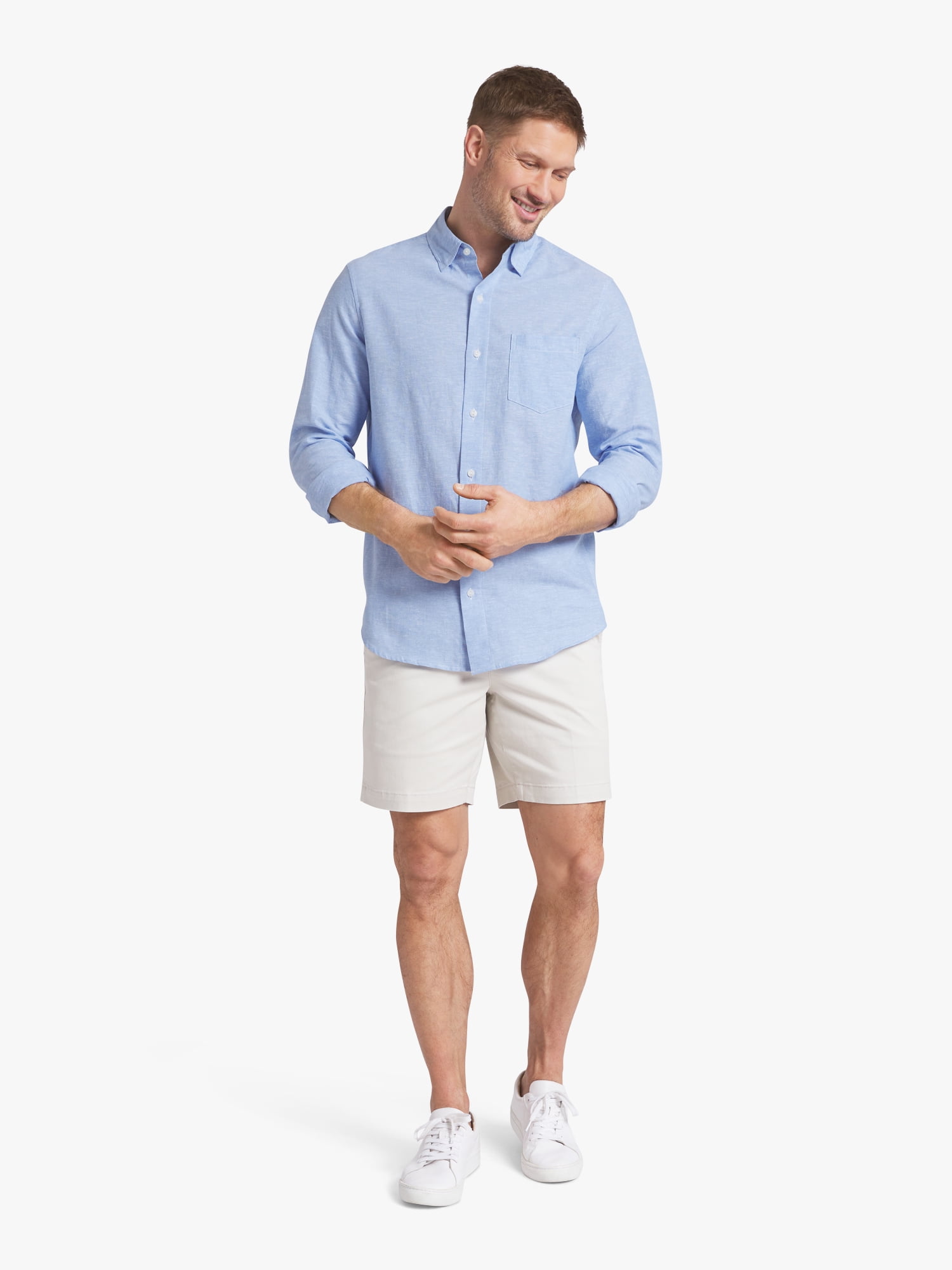 Chaps Men's & Big Men's Long Sleeve Linen Shirt, Sizes S-3XL