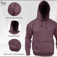 thumbnail image 3 of BIKER WEAR USA Men's Distressed Hoodie Vintage Pullover Oversized Relaxed fit (4X-Large, Burgundy), 3 of 7