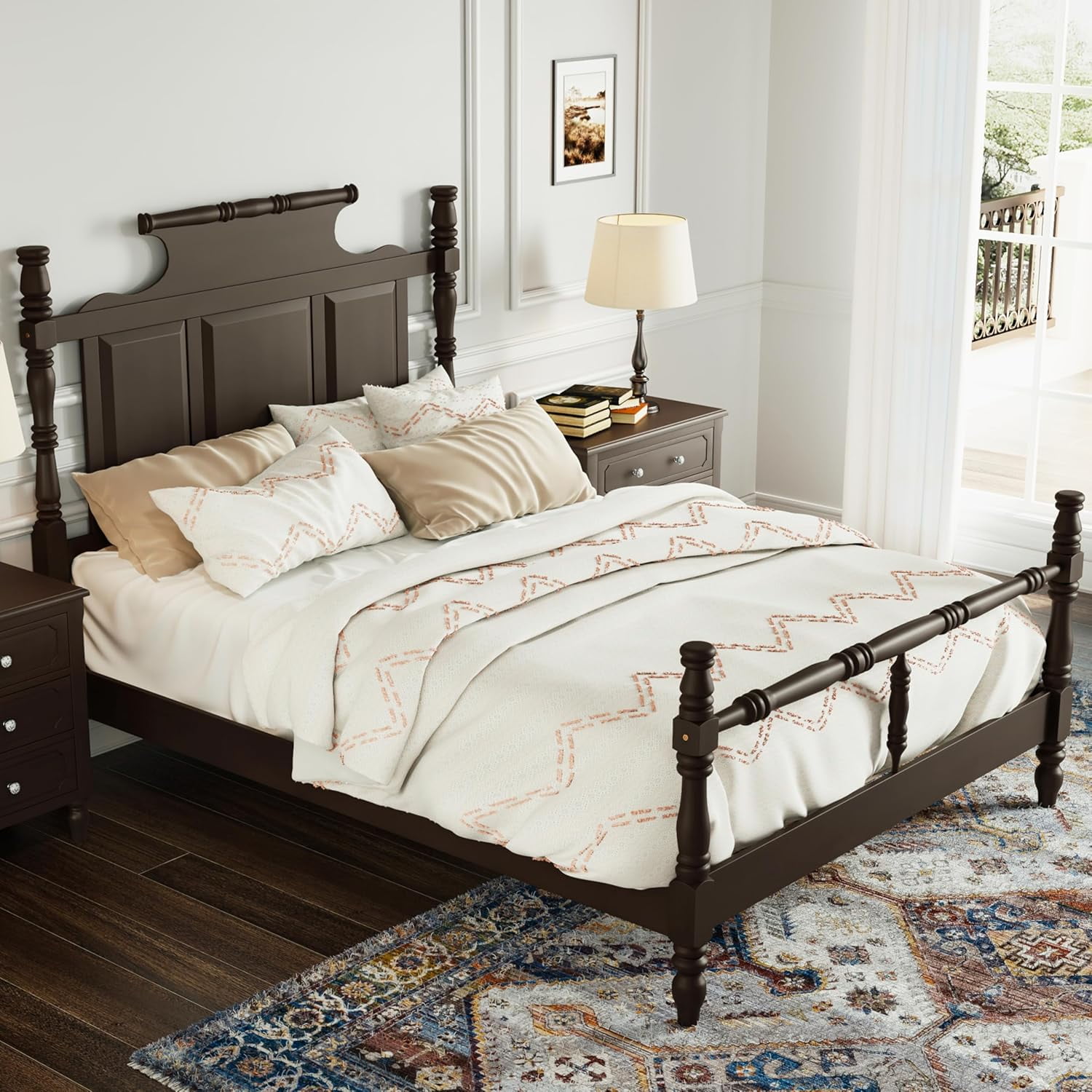 ACME Versailles II Queen Bed, Silver PU & Antique Platinum (1Set