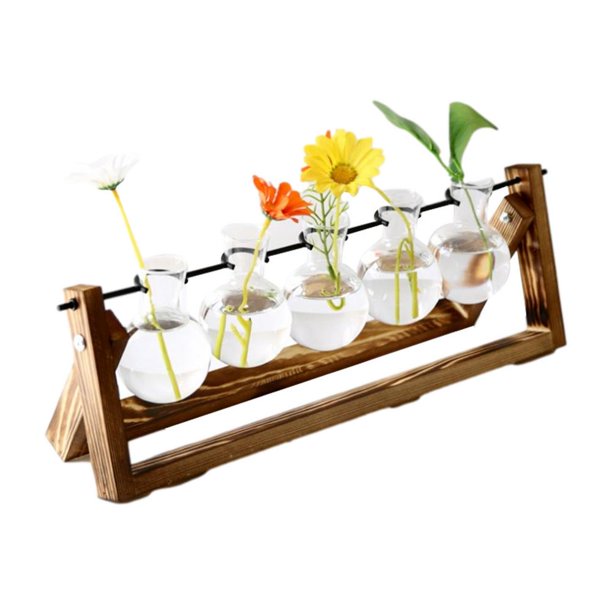 Laideyi Plant Propagation Stations Planter Terrarium with Wooden Stand