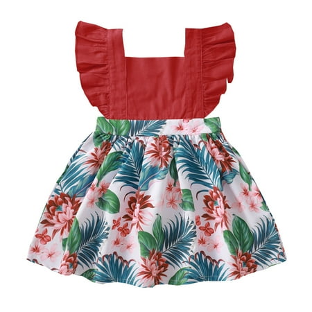 

Fesfesfes Girls Summer Dress Sleeveless Sling Cartoon Animal Baby Dress Princess Clothes