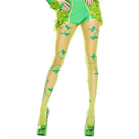 Music Legs Women's Women's Multiple Leaf Print Pantyhose 7059-GREEN