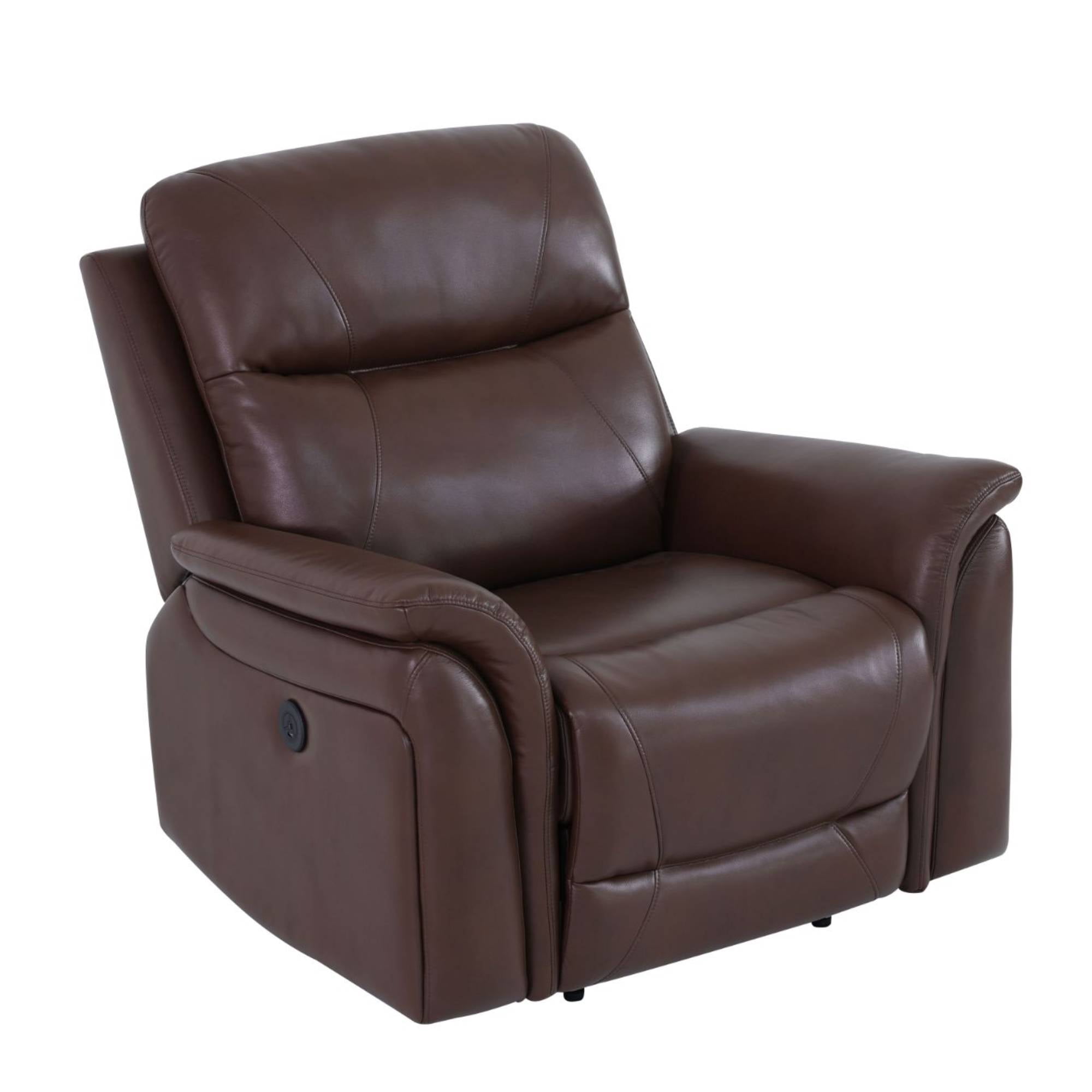 Electric Recliner Sofa Chair Leather Power Recliner Chairs with USB Ports for Adults Living Room, Brown