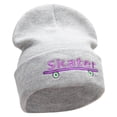 thumbnail image 4 of Skater Embroidered 12 Inch Long Knitted Beanie - Heather Grey OSFM, 4 of 5