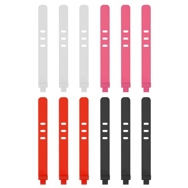 Unique Bargains Lot de 12 Attaches de Câble Réutilisables à Fermeture Éclair 3 Trous Attache de Fil Réglable pour Maison Bureau (Noir, Blanc, Rose, Rouge)