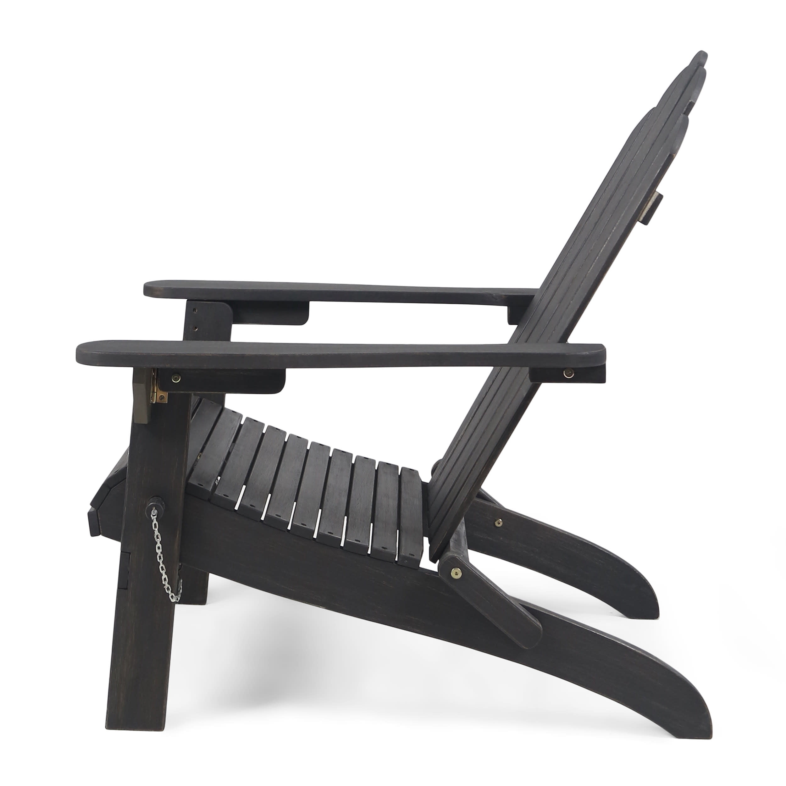 Cytheria Acacia Wood Outdoor Foldable Adirondack Chairs, Set of 2, Dark Gray
