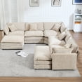 thumbnail image 6 of GNIXUU 113.4 " U-Shaped Cloud Couch ,Oversized Sectional Sofa with 2 Ottomans,Modern Chenille Deep Seat Modular 7-Seater Corner Couches for Living Room, Office,Beige, 6 of 7