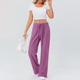 thumbnail image 4 of LWavelet Women's Drawstring Waist Linen Blend Wide Leg Pants with Ankle Ties for Casual & Summer Outfits Purple 2XL, 4 of 7