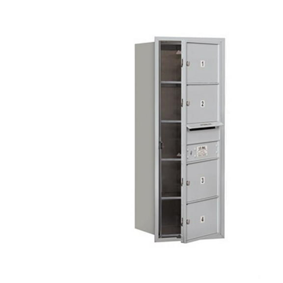 10 Door High Recessed Mounted 4C Horizontal Mailbox with 4 Doors and 1 Parcel Locker in Aluminum with Private Access - Front Loading