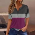 thumbnail image 2 of Zwiiyzr Womens T-Shirts Women's Independence Day Printed Blouses Short Sleeved V-Neck Button Up Fashionable(Purple,XL), 2 of 5