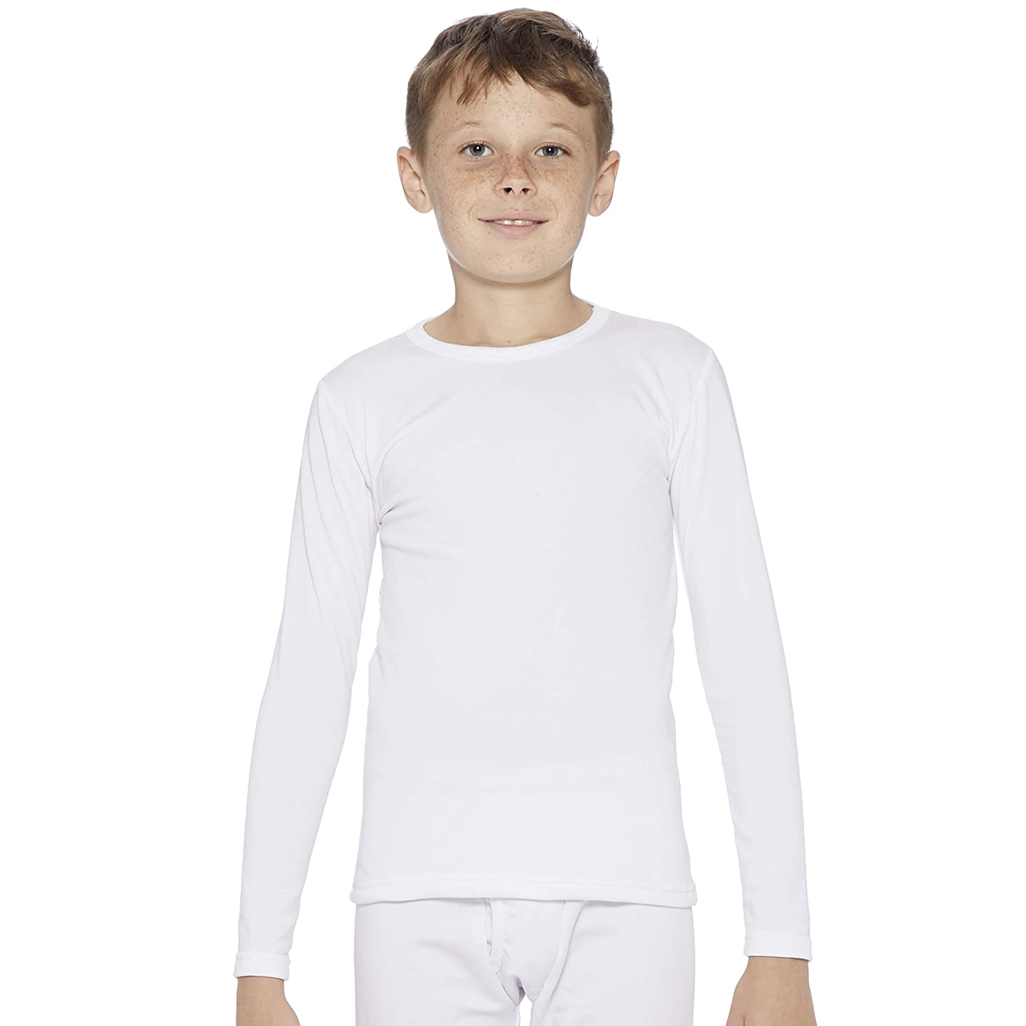 Rhino Children's Long Sleeve Thermal Underwear Top - Boys Base Layer Vest (White, LY-XLY) - View #11