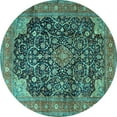 thumbnail image 1 of Ahgly Company Indoor Round Medallion Turquoise Blue Traditional Area Rugs, 5' Round, 1 of 4