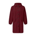 thumbnail image 5 of RUTAYY Women's Hooded Jacket Loose Long Sleeve Solid Color Button with Pocket Comfortable Outwear Windbreaker Wild Winter Coat Chic Leisure Tops, 5 of 6