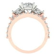 thumbnail image 4 of 3.06 ct Brilliant Round Cut White Sapphire 18K Rose/White Gold Solitaire with Accents Engagement Bridal Wedding Ring Band Set size 9.5, 4 of 7