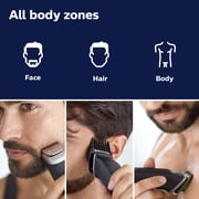 Philips Norelco MG5750/49 Multigroom All-In-One Trimmer Series 5000 With 17 Trimming Attachments, No Blade Oil Needed, Black