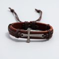 thumbnail image 2 of 2 pulseras de cuero trenzado para hombres y mujeres, pulsera ajustable en negro y marrón, 2 of 4