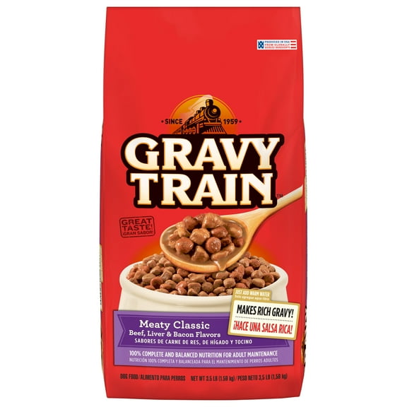 Gravy Train Meaty Classic Beef, Liver & Bacon Flavor Dry Dog Food, 3.5 lb. Bag
