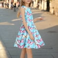 thumbnail image 6 of Girl Sleeveless Dress Print Crew Neck Summer Casual Tunic Sundress, 6 of 6