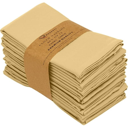 

Ruvanti Kitchen Cloth Napkins 12 Pack 18X18 inch Dinner Napkins Soft Comfortable Reusable Napkins - Durable Linen Napkins - Perfect Table Napkins / I Yellow Gold Napkins for Family Dinners