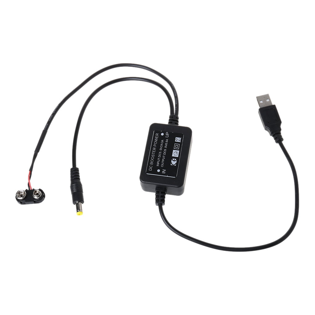 Rtengtunn 5V to 9V Power Supply cable,9V Battery Eliminator USB Cable 5V Boost to 9V Converter DC 5.5x2.1mm Power Regulator Line For Multimeter Microphone