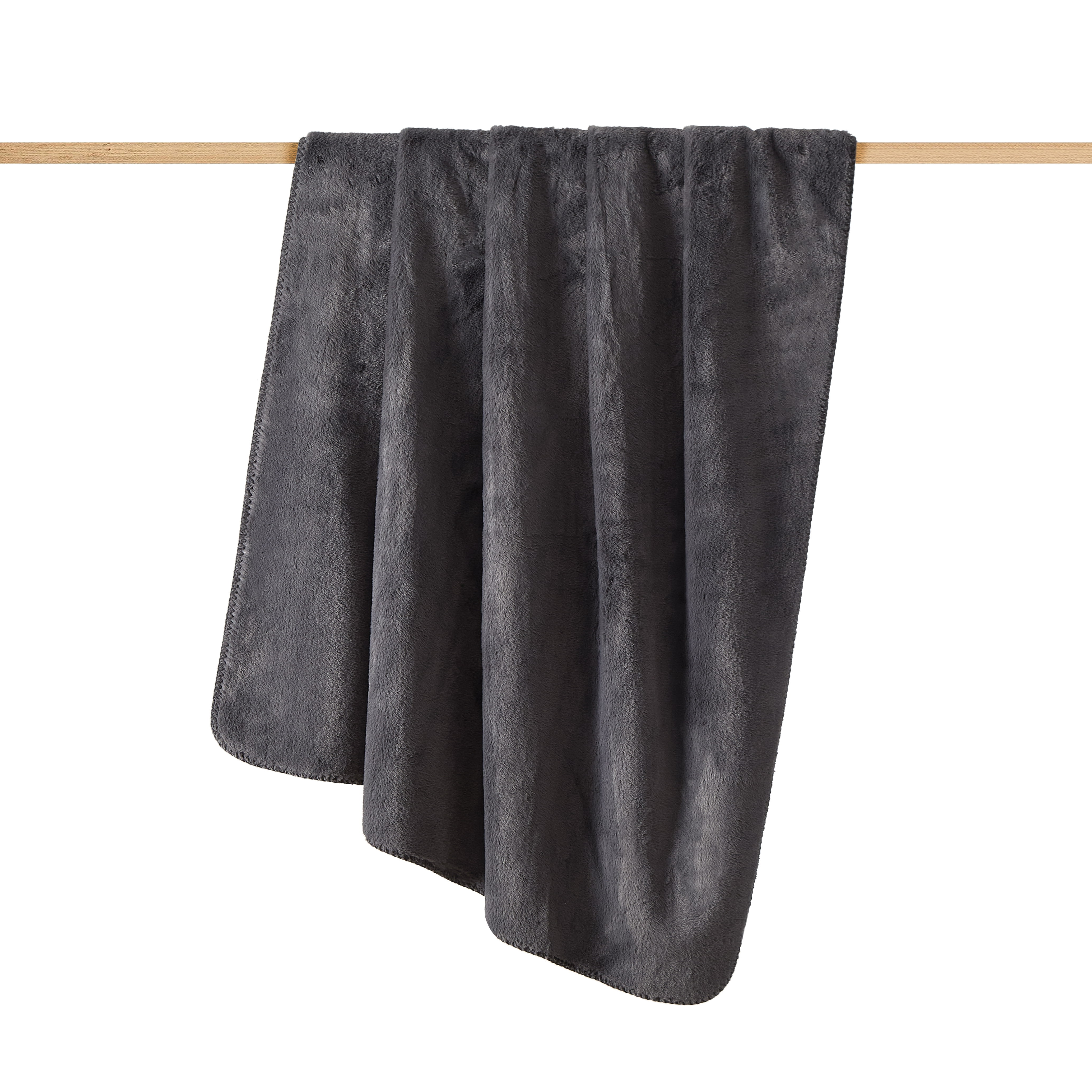 Cozy Haven Luxury Reversible Faux Fur to Plush Oversized Couch Throw Blanket, Grey, 50 x 72 in