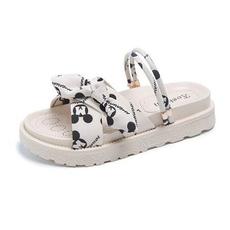 

CoCopeaunt Womens Slippers New Platform Flat Shoes Indoor Slippers Anti-Slip Bow Roman Platform Beach Shoes Ladies Summer Sandals