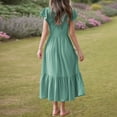 thumbnail image 5 of Girls Dresses Party Dresses for Girls Girls Summer Pleated Short Sleeve Round Neck Loose Casual Flowy Layered Extra Long Dress With Pockets, 5 of 7