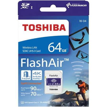 Toshiba 64GB Wi-Fi Wireless LAN FlashAir W-04 SDXC SD 90MB/s Camera Memory