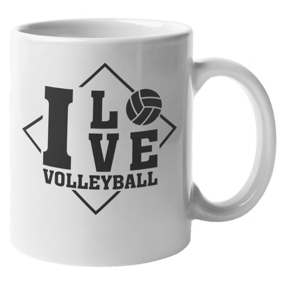I Love Volleyball. Cute Sports Coffee & Tea Mug For Athlete, Trainer, Director, Coach, Player, Friend, Bestfriend, Mom, Dad, Teen, Athletes, Players, Teens And Women (11oz)