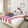 thumbnail image 4 of jejeloiu Abstract Baseball Pattern Twin Sheet Sets,American Flag Print Twin Fitted Sheet,Red White Blue Flat Sheet For Kids,Luxury Bedroom Decor,3-Piece, 4 of 7