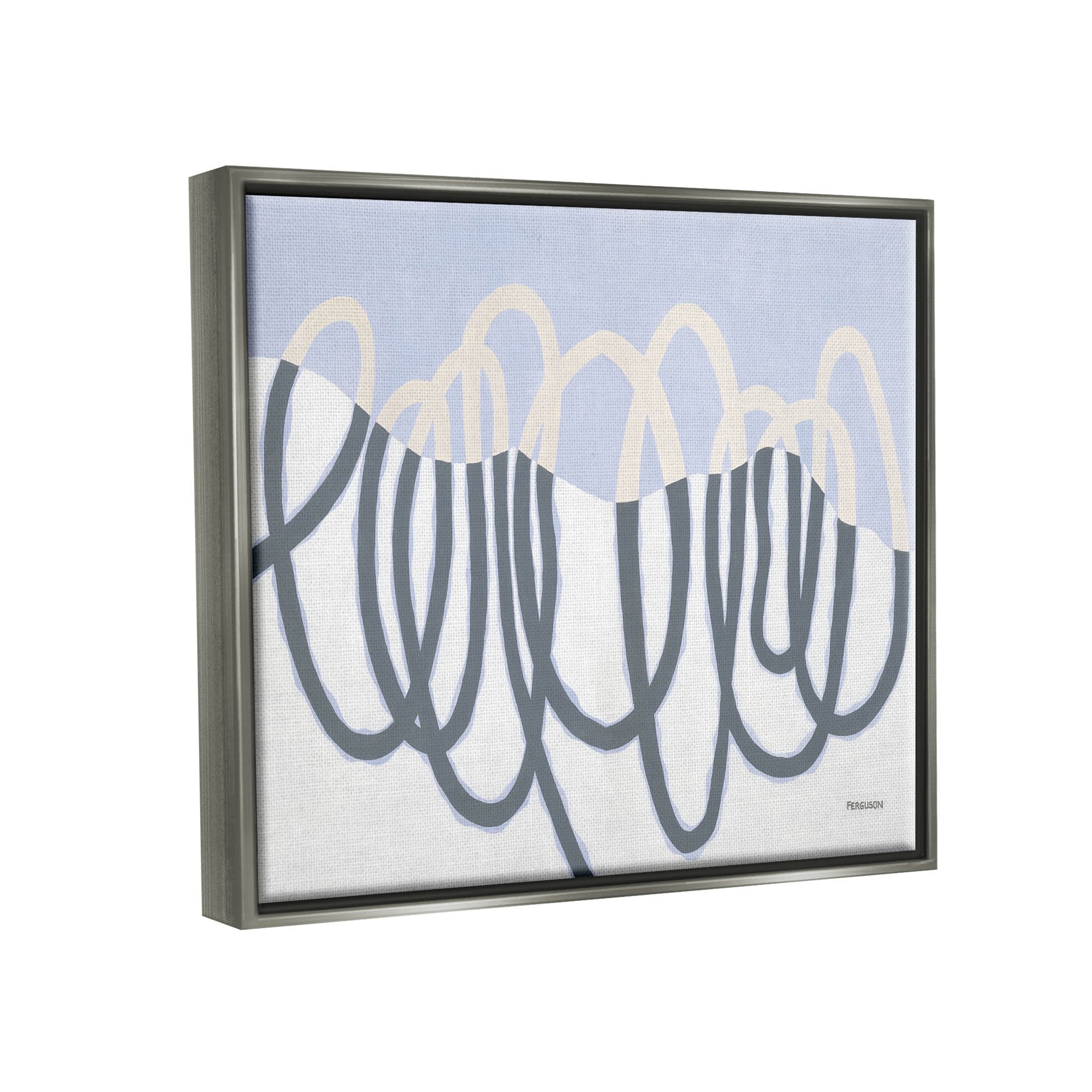Stupell Industries Contemporary Split Spiral Shape Graphic Art Luster Gray Floating Framed Canvas Print Wall Art, Design by Kathy Ferguson