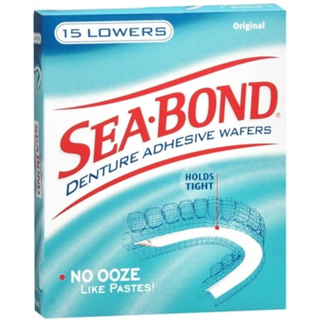 SEA-BOND Denture Adhesive Wafers Lowers Original 15 Each (Pack of
