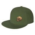 thumbnail image 1 of DouZhe Flat Brim Cap Snapback Hat, Mysterious Gothic Skull Shadow Prints Adjustable Green Adult Baseball Cap, 1 of 6