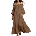 thumbnail image 2 of Homenesgenics Summer Dresses for Women Plus Size on Natural Womens Summer Fashion Solid Color Pleated Sleeveless One-Shoulder Dress, 2 of 5