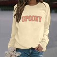 thumbnail image 2 of Halloween Sweatshirt for Women Casual Long Sleeve Pullover Sweatshirt for Daily Comfort and Style Beige XL, 2 of 5
