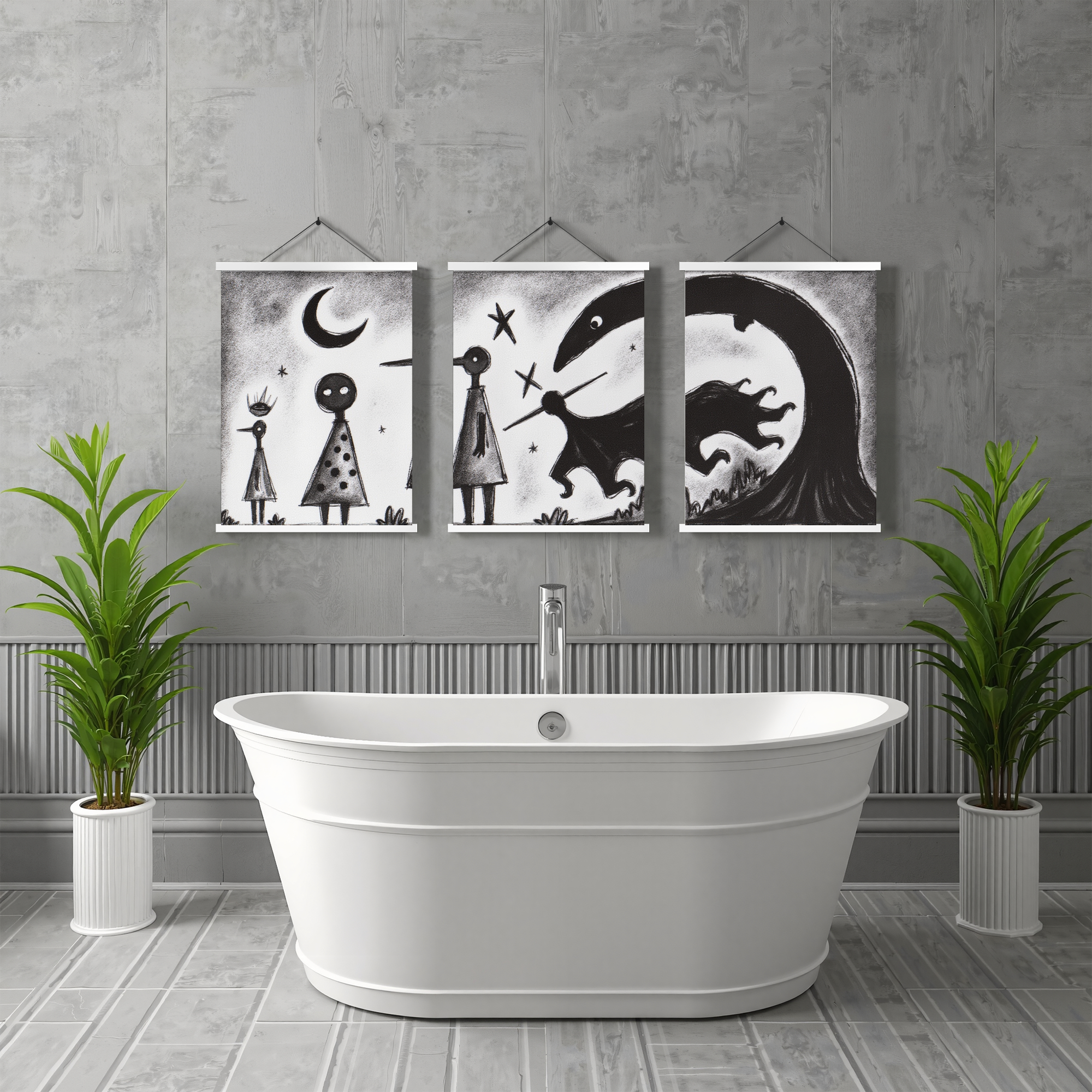 MAYEERTY Modern Abstract Wall Art Painting, Living Room Decor, White Hanging Rod Frame, 23.6"x15.8"