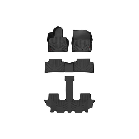 WeatherTech Custom Fit FloorLiners compatible with 2021-2026 Kia Sorento - Complete Set (1st, 2nd, & 3rd Row), Black