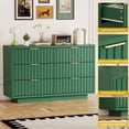 thumbnail image 5 of Fluted 6 Drawer Dresser for Bedroom, Wide Modern Chest of Drawers with Metal Handle, Curved Profile Design, Wood Closet Clothes Storage Organizer for Bedroom, Living Room, Hallway, 5 of 8
