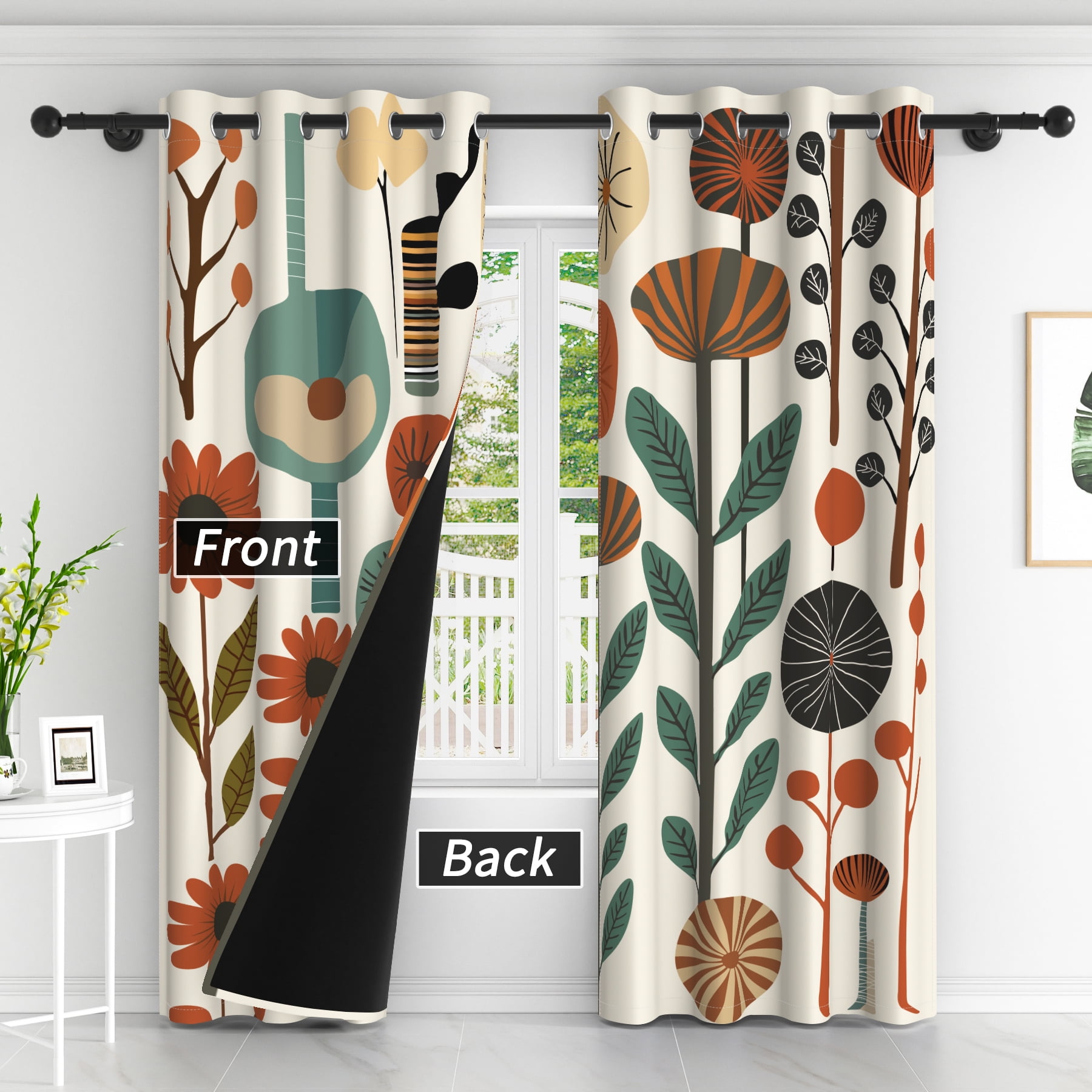 Lfeey Blackout Curtains Abstract Boho Mid Century, Modern Geometric Curtains for Bedroom Living Room, W52x84L, 2 Panels