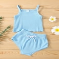 thumbnail image 3 of Newborn Baby Shorts Suit  Sling Plain Color Ribbed Camisole Tops+High Waist Triangle Short Pants, 3 of 10