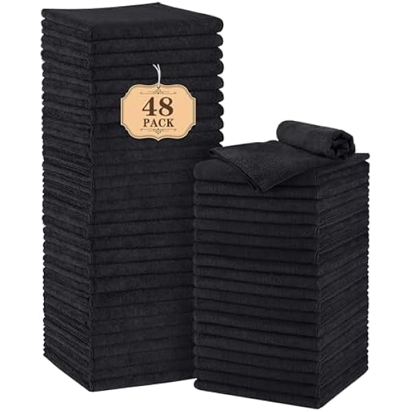wonima11 Salon Towels 48 Pack, Microfiber Hair Salon Towel 16 x 29 Inch, Super Soft and Absorbent Black Towels for Salon, Hand, Gym, Bath, Spa and Home Hair Care, Not Bleach Proof