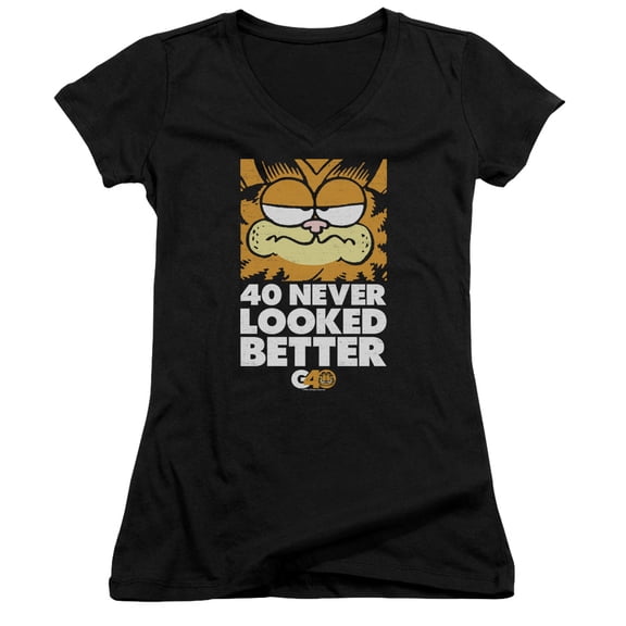 Garfield 40 Looks Junior Women's V-Neck T-Shirt Black