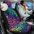 thumbnail image 3 of Binienty Colorful Leopard Print Auto Front Seat Covers 2 Pack Soft Fluffy High Back Car Bucket Seat Cover Plush Comfortable Auto Accessories, Easy to Install, 3 of 8