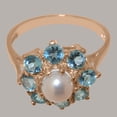 thumbnail image 5 of LBG British Made 18k Rose Gold Womens Ring Cultured Pearl & Blue Topaz Statement Ring - 33 size options - Size 7.5, 5 of 6