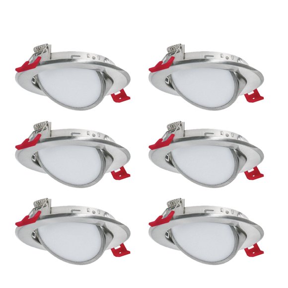 Nadair, 4’’ LED Gimbal Recessed Ultra Slim Lights, 3 Built-in Color Temperature (3K/4K/5K), 6-Pack, IC Rated, Dimmable, 9W=50W, 550 Lumens, Quick Connect System, Brushed nickel Finish