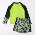 thumbnail image 4 of Boy Dinosaur Print Raglan Swimsuit Toddler Long Sleeved Rashguard Swim Bathing Suit Set Size 130, 4 of 5