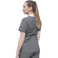 thumbnail image 2 of Adar Pro Haut d'Uniforme à Col en V pour Femme, Coupe Ajustée, Gris Chiné, L, 2 of 7