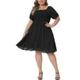 thumbnail image 2 of Agnes Orinda Plus Size Dress for Women Square Neck Short Sleeve Stretchy Maxi Dress, 2 of 5